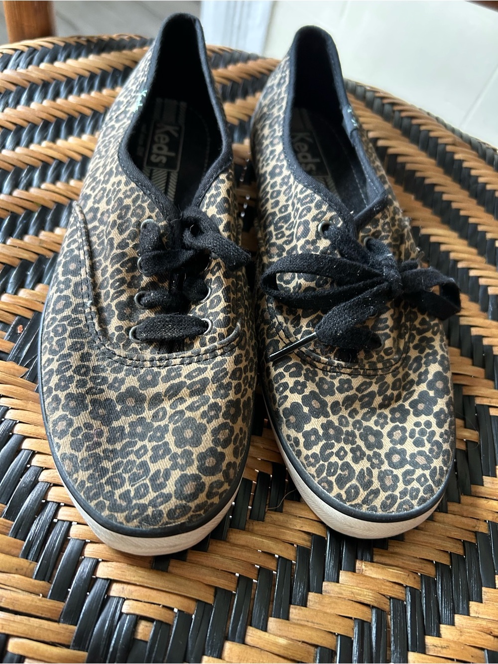 Keds Women’s Leopard Print Canvas Sneakers - Black & Tan